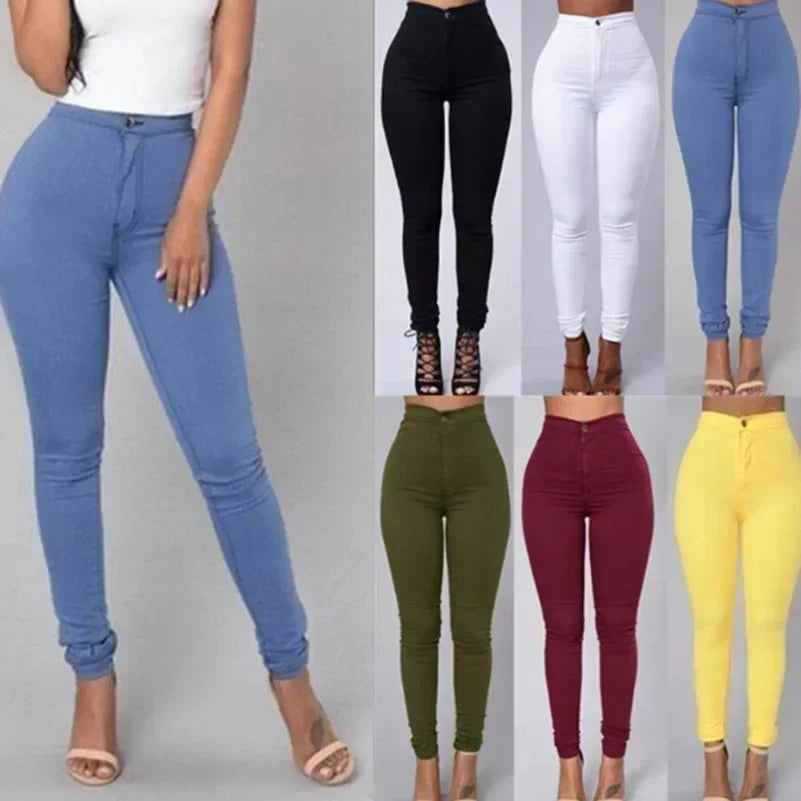 Jeans Skinny Mujer – Tiro Alto, Blanco & Negro, Estilo Vintage Sexy Casual (XS–2XL) Jeans Skinny Mujer NovaVitalShop