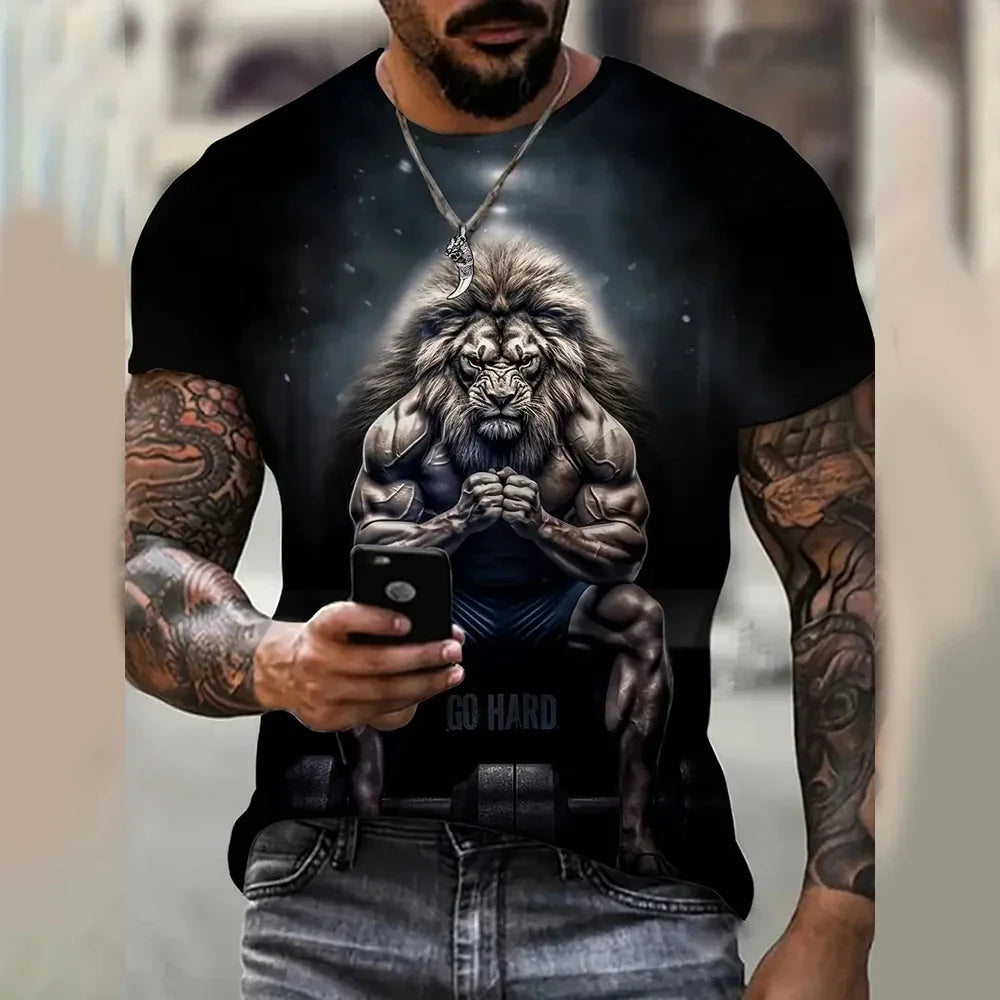 Camiseta VitalBeast Hombre – Estampado 3D Animal Print, Estilo Urbano Salvaje, Diseño Tigre/Lobo (S–2XL) Camisetas Hombre NovaVitalShop C01-SI0413 S