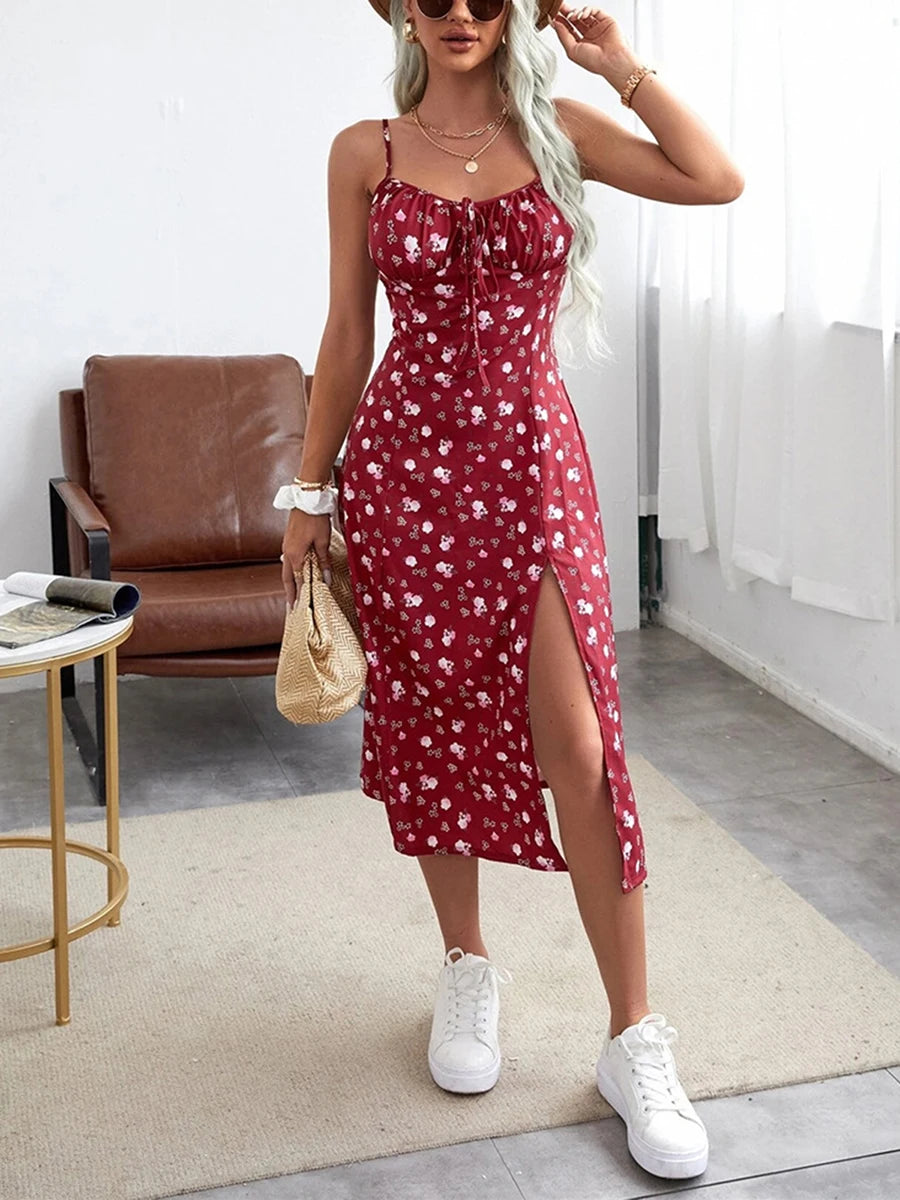🌺 Vestido Floral de Verano – Tirantes Finos y Abertura Sexy leggings mujer NovaVitalShop