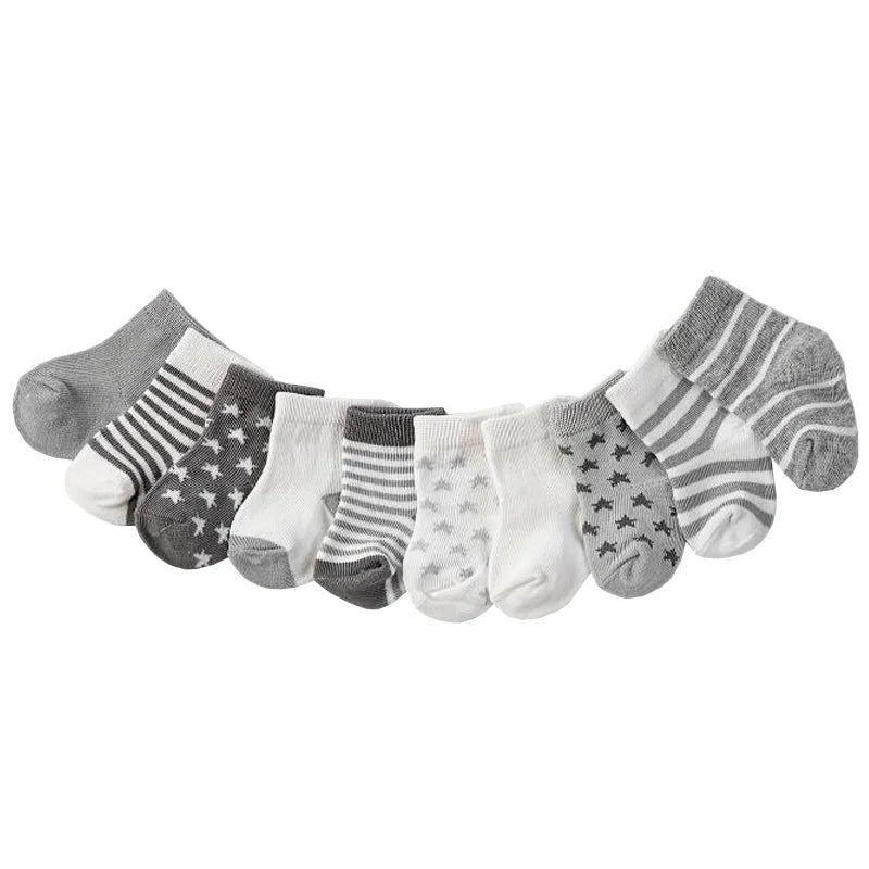 🧦 Pack de 5 Medias Rayadas con Estrellas – Primavera/Otoño, para Bebé bebe NovaVitalShop