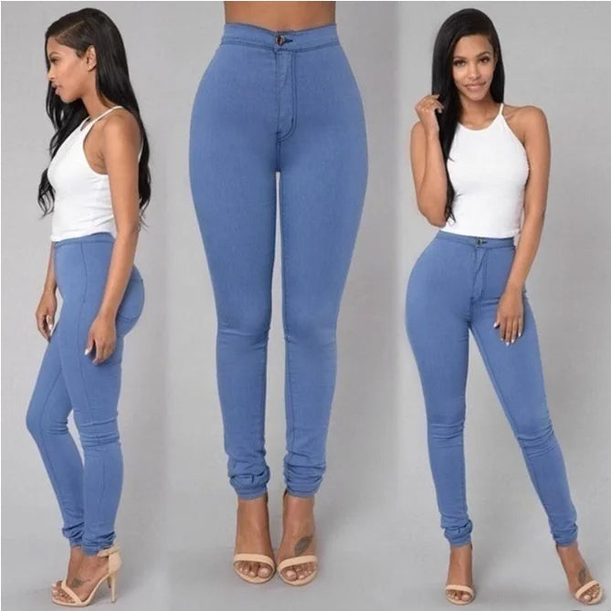 Jeans Skinny Mujer – Tiro Alto, Blanco & Negro, Estilo Vintage Sexy Casual (XS–2XL) Jeans Skinny Mujer NovaVitalShop