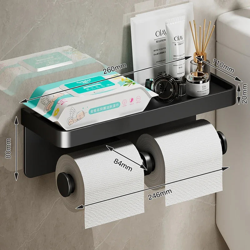Porta Papel Higiénico VitalDesign™ – Negro y Dorado con Repisa | Elegancia y Funcionalidad para Baños Modernos Baño y Decoración NovaVitalShop Yellow