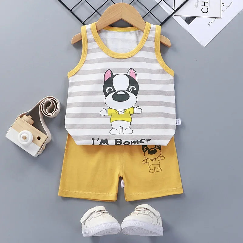 👕 Conjunto de Verano para Bebé – Camiseta y Shorts, Estilo Deportivo Unisex