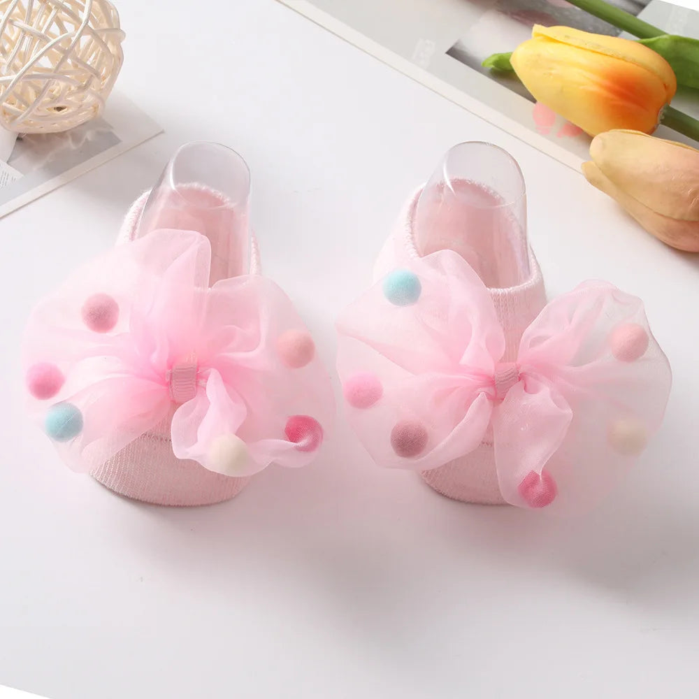 🧦 Medias Antideslizantes para Bebé – Algodón Suave, Moño Decorativo, Primavera/Otoño bebe NovaVitalShop