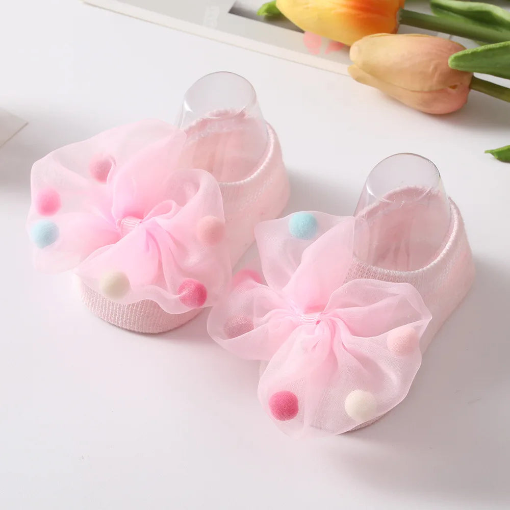 🧦 Medias Antideslizantes para Bebé – Algodón Suave, Moño Decorativo, Primavera/Otoño bebe NovaVitalShop Pink 0-1 Years