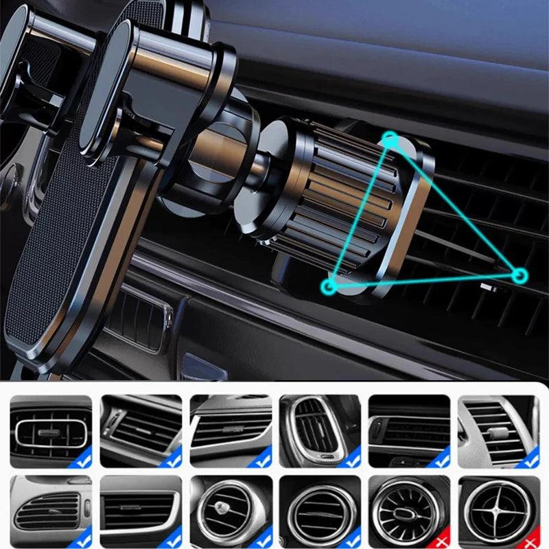 Soporte de Teléfono por Gravedad para Auto – Montaje en Ventilación, Compatible con Móviles de 4.7–7" (iPhone, Samsung, Xiaomi) auto NovaVitalShop