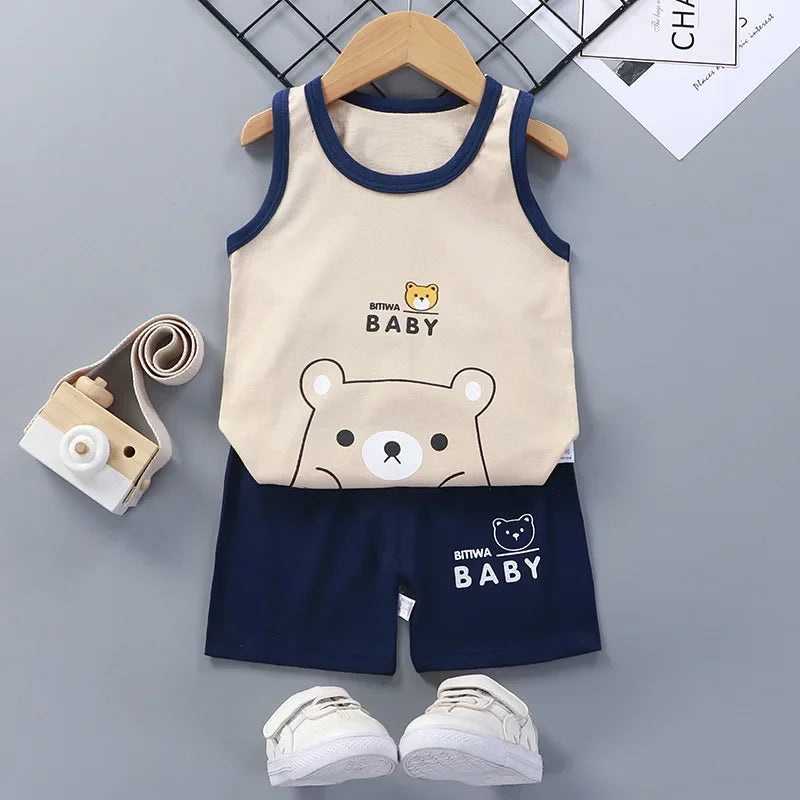 👕 Conjunto de Verano para Bebé – Camiseta y Shorts, Estilo Deportivo Unisex