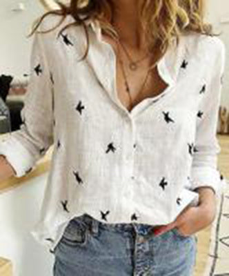 Blusa Casual Mujer – Manga Larga, Estilo Versátil, Cuello Clásico o V, (S–XL) Blusa de manga larga, Moda femenina Mi tienda 02 White 2XL