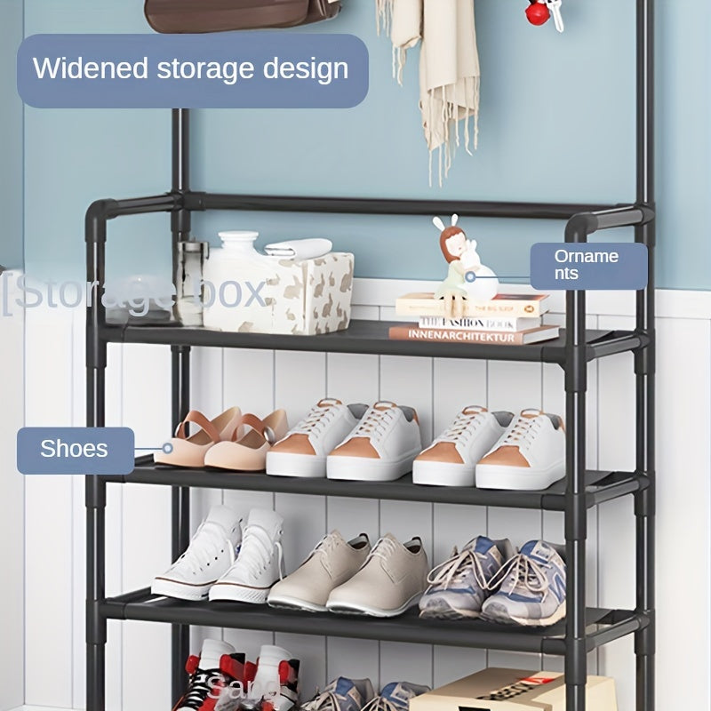 Perchero y Zapatero para Entrada con Ganchos – 1 Pieza Multifuncional de Metal Shoe Racks & Organisers OBA