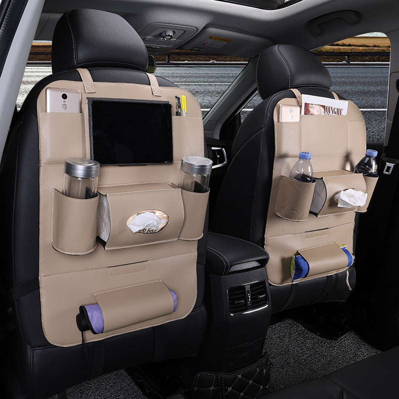 Organizador Plegable de Cuero para Asiento Trasero – Mesa de Comedor, Soporte para Tablet y Bolsillos Múltiples (Universal, Impermeable) Accesorios para auto / Organización inte Mi tienda Classic rice