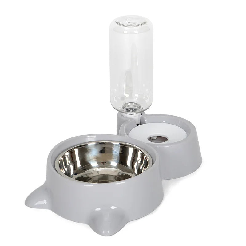 Fuente y Comedero Automático para Mascotas – Sistema por Gravedad para Gatos y Perros Accesorios para mascotas / Alimentación Mi tienda Gray