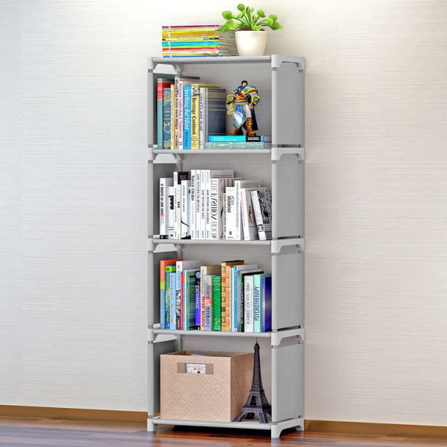 Bookshelf Storage Shelve for books Children book rack Bookcase for home furniture Bookcases & Standing Shelves OBA Gray 4 Layer