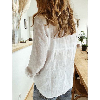 Blusa Casual Mujer – Manga Larga, Estilo Versátil, Cuello Clásico o V, (S–XL) Blusa de manga larga, Moda femenina Mi tienda
