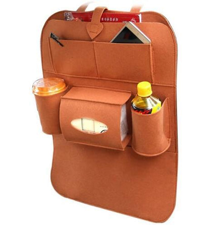 Organizador Multiusos para Asiento de Auto – Bolsillos de Almacenamiento, Montaje Colgante Universal (Impermeable, Negro) Accesorios para Auto Mi tienda Brown