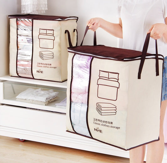 Organizador VitalCompact™ – Caja Plegable 51x45x29cm para Ropa, Edredones y Accesorios | Tela No Tejida con Ventana Transparente Organización y Hogar NovaVitalShop
