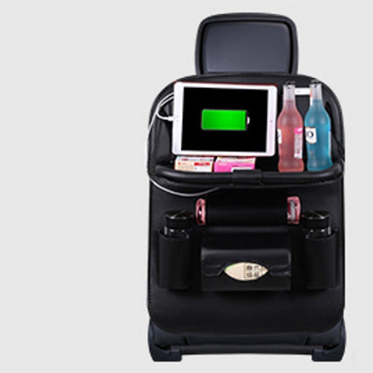 Bolsa Organizadora Colgante para Auto con Carga USB – Estilo Ejecutivo y Energía en Movimiento (4 Puertos, Cuero Sintético) Accesorios para auto / Organización y ca Mi tienda