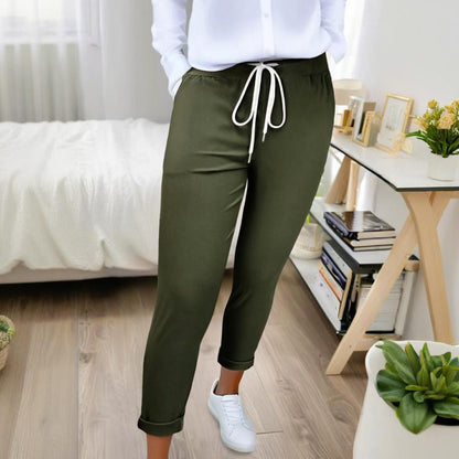 Pantalones VitalComfort – Corte Relajado, Cintura Elástica, Tejido Ligero Antirrugas (S–2XL) Jeans / Pantalones Mujer Mi tienda Army green L