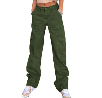 Jeans VitalCargo Mujer – Recto, Cintura Alta, Multi-bolsillo Estilo Militar (S–2XL) Jeans / Pantalones Mujer Mi tienda Army Green 2XL