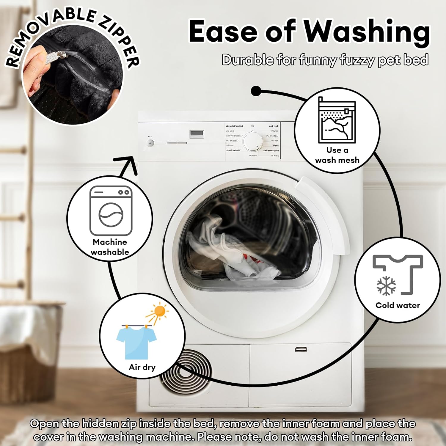 Cama Ortopédica FUNNY FUZZY para Perros Pequeños – Sofá con Funda Lavable y Base Antideslizante : Camas para mascotas / Pet Beds / Accesorios para descanso animal NovaVitalShop