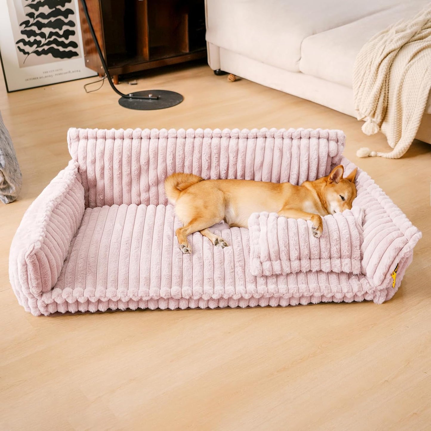 Cama Ortopédica FUNNY FUZZY para Perros Pequeños – Sofá con Funda Lavable y Base Antideslizante : Camas para mascotas / Pet Beds / Accesorios para descanso animal NovaVitalShop XX-Large Pink