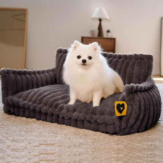 Cama Ortopédica FUNNY FUZZY para Perros Pequeños – Sofá con Funda Lavable y Base Antideslizante : Camas para mascotas / Pet Beds / Accesorios para descanso animal NovaVitalShop Large Dark Grey
