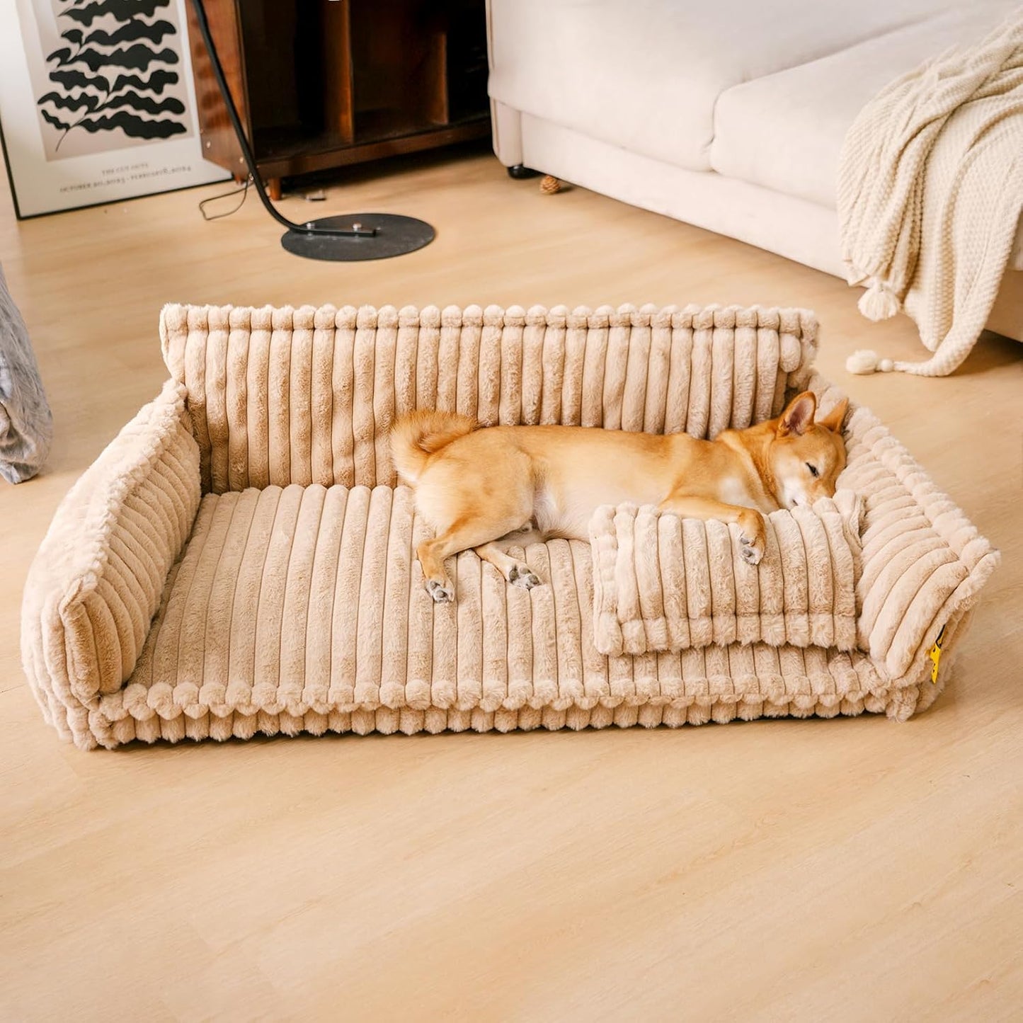 Cama Ortopédica FUNNY FUZZY para Perros Pequeños – Sofá con Funda Lavable y Base Antideslizante : Camas para mascotas / Pet Beds / Accesorios para descanso animal NovaVitalShop XX-Large Camel