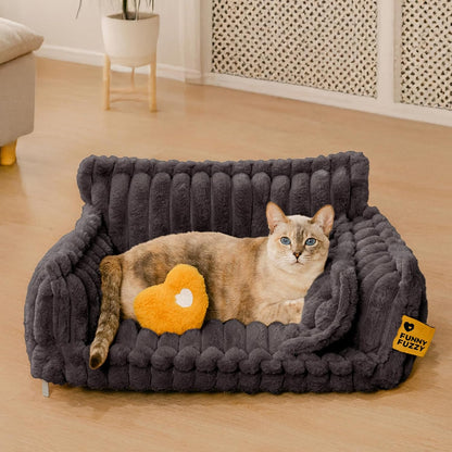 Cama Ortopédica FUNNY FUZZY para Perros Pequeños – Sofá con Funda Lavable y Base Antideslizante : Camas para mascotas / Pet Beds / Accesorios para descanso animal NovaVitalShop Medium Dark Grey