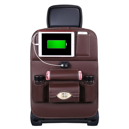 Bolsa Organizadora Colgante para Auto con Carga USB – Estilo Ejecutivo y Energía en Movimiento (4 Puertos, Cuero Sintético) Accesorios para auto / Organización y ca Mi tienda Wine Red