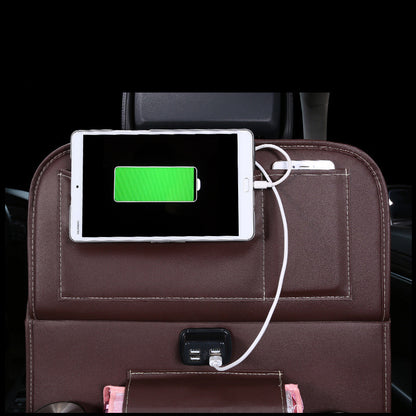 Bolsa Organizadora Colgante para Auto con Carga USB – Estilo Ejecutivo y Energía en Movimiento (4 Puertos, Cuero Sintético) Accesorios para auto / Organización y ca Mi tienda