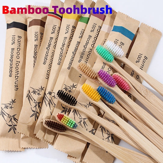 EcoSmile Toothbrush Set – 10 Colorful Natural Bamboo Brushes with Soft Bristles & Charcoal Infusion | Eco-Friendly Oral Care. Accesorio de Fitness NovaVitalShop