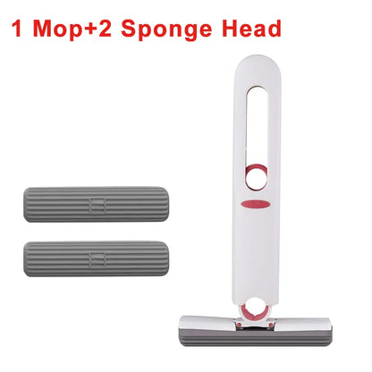 Mini Mop Plegable con Exprimido Automático – Compacto, Absorbente y Versátil para Hogar, Oficina y Auto accesorios NovaVitalShop 1 Mop-2 extra Sponge
