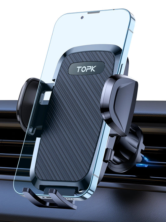 Soporte de Teléfono para Auto TOPK – Montaje por Gravedad en Ventilación de Aire (Compatible con iPhone y Android, 360°) auto NovaVitalShop