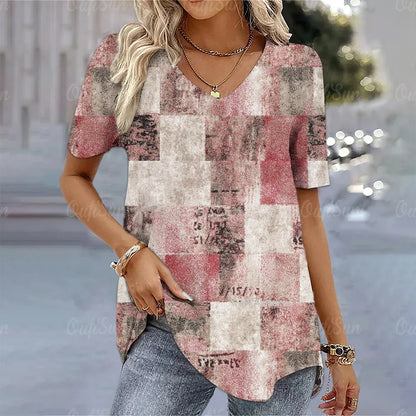 Aura Urbana 3D – Camiseta Degradada Estilo Harajuku con Cuello en V para Mujer (Oversized, Talla S–2XL) Camisetas Mujer Oversized NovaVitalShop K01-SM14602 L