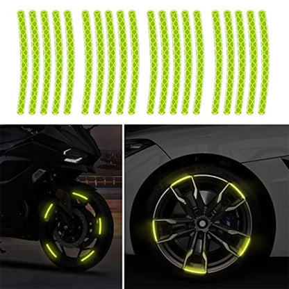 Kit Decorativo para Ruedas – 20 Stickers Reflectantes + 4 Tapas de Válvula Fluorescentes (Universal para Auto, Moto y Bicicleta) auto NovaVitalShop