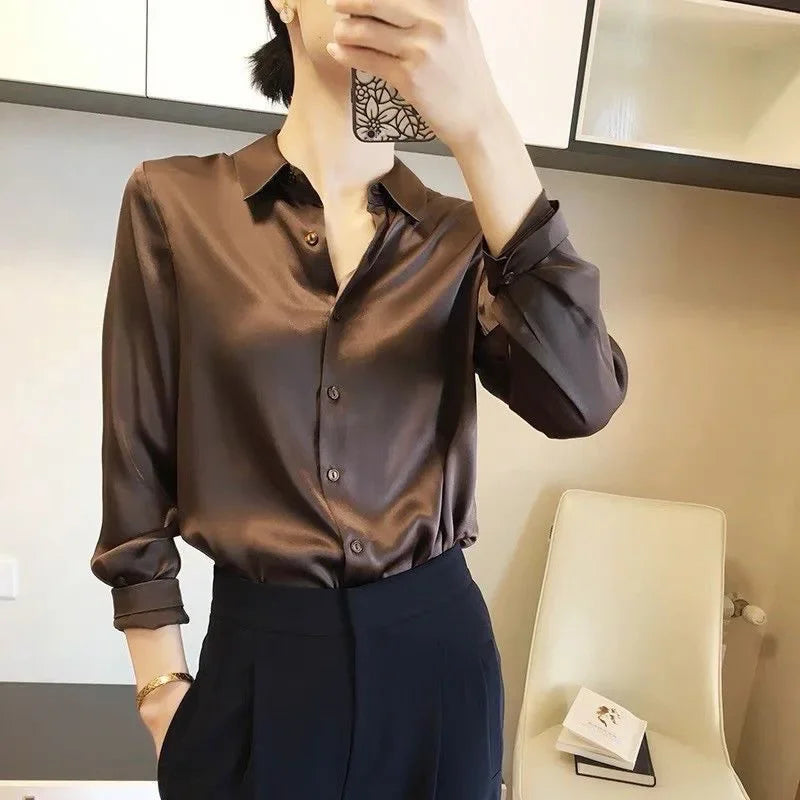 Elegancia Coreana – Cárdigan de Primavera con Cuello Solapa y Botones para Mujer (Estilo Minimalista Chic, Talla S–XXL) Camisetas Mujer Oversized NovaVitalShop GRAY L