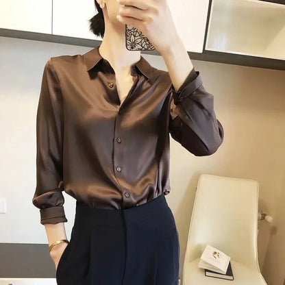 Elegancia Coreana – Cárdigan de Primavera con Cuello Solapa y Botones para Mujer (Estilo Minimalista Chic, Talla S–XXL) Camisetas Mujer Oversized NovaVitalShop GRAY L