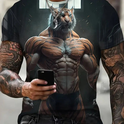 Camiseta VitalBeast Hombre – Estampado 3D Animal Print, Estilo Urbano Salvaje, Diseño Tigre/Lobo (S–2XL) Camisetas Hombre NovaVitalShop