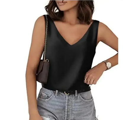 Brisa de Seda – Blusa Sin Mangas con Cuello en V y Corte Suelto para Mujer (Estilo Casual Elegante, Talla S–XXL) Camisetas Mujer Oversized NovaVitalShop style3 L