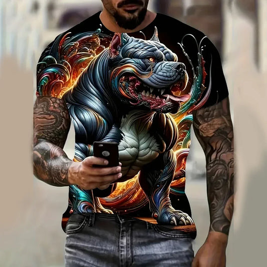 Camiseta VitalBeast Hombre – Estampado 3D Animal Print, Estilo Urbano Salvaje, Diseño Tigre/Lobo (S–2XL) Camisetas Hombre NovaVitalShop C01-SI0412 XXS