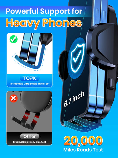 Soporte de Teléfono para Auto TOPK – Montaje por Gravedad en Ventilación de Aire (Compatible con iPhone y Android, 360°) auto NovaVitalShop