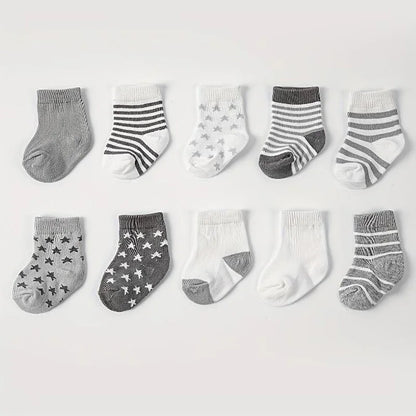 🧦 Pack de 5 Medias Rayadas con Estrellas – Primavera/Otoño, para Bebé bebe NovaVitalShop 0-6months