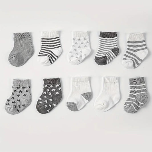 🧦 Pack de 5 Medias Rayadas con Estrellas – Primavera/Otoño, para Bebé bebe NovaVitalShop 0-6months