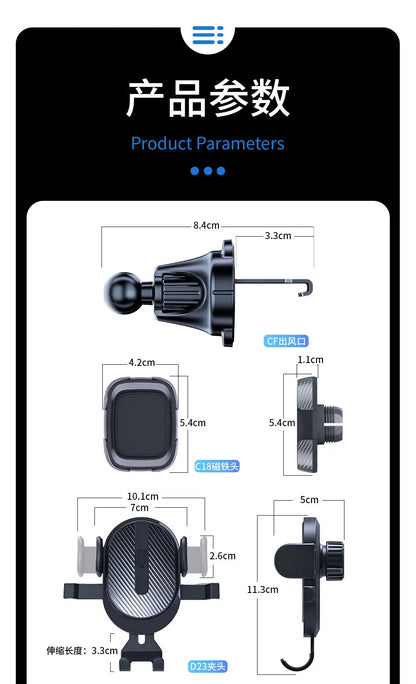 Soporte Universal para Teléfono – Montaje por Gravedad con Clip de Gancho para Ventilación (2025 Upgrade, Compatible con iPhone y Android) auto NovaVitalShop