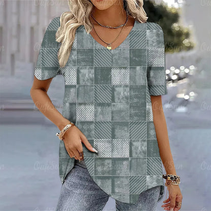 Aura Urbana 3D – Camiseta Degradada Estilo Harajuku con Cuello en V para Mujer (Oversized, Talla S–2XL) Camisetas Mujer Oversized NovaVitalShop K01-SM14593 L