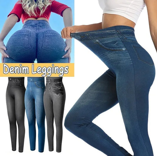 Leggings NovaVital Mujer – Imitación Denim, Tiro Alto, Elásticos y Moldeadores (S–2XL) leggings mujer NovaVitalShop