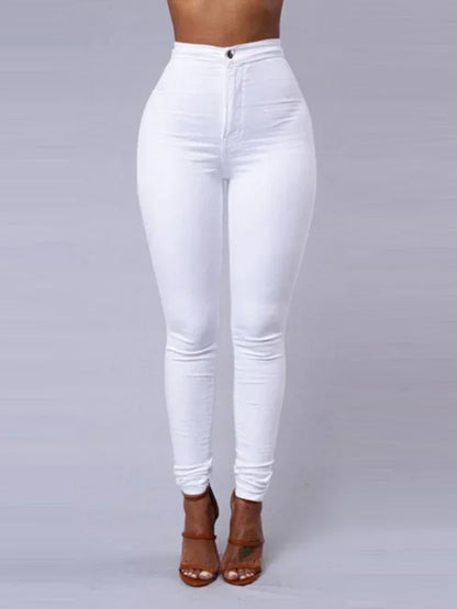 Jeans Skinny Mujer – Tiro Alto, Blanco & Negro, Estilo Vintage Sexy Casual (XS–2XL) Jeans Skinny Mujer NovaVitalShop white S