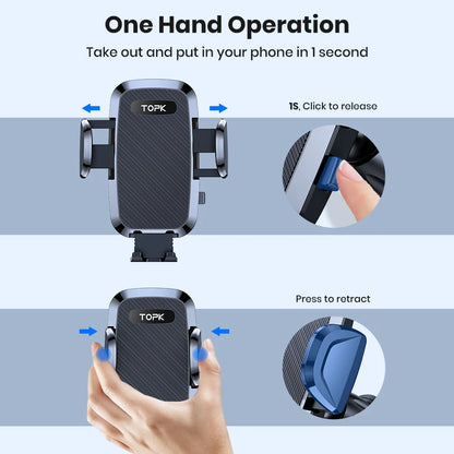 Soporte de Teléfono para Auto TOPK – Montaje por Gravedad en Ventilación de Aire (Compatible con iPhone y Android, 360°) auto NovaVitalShop