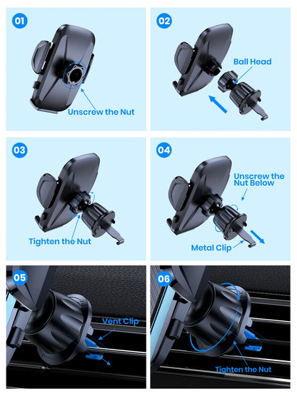 Soporte de Teléfono para Auto TOPK – Montaje por Gravedad en Ventilación de Aire (Compatible con iPhone y Android, 360°) auto NovaVitalShop