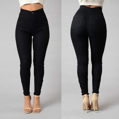 Jeans Skinny Mujer – Tiro Alto, Blanco & Negro, Estilo Vintage Sexy Casual (XS–2XL) Jeans Skinny Mujer NovaVitalShop black S