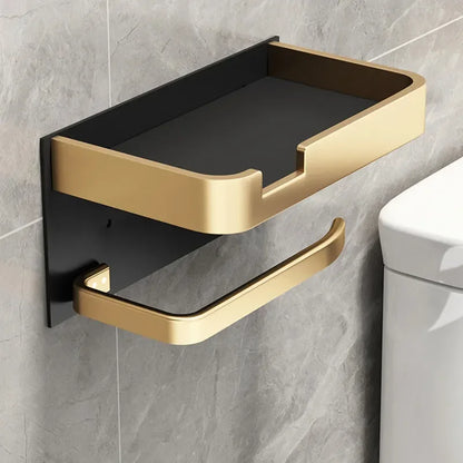 Porta Papel Higiénico VitalDesign™ – Negro y Dorado con Repisa | Elegancia y Funcionalidad para Baños Modernos Baño y Decoración NovaVitalShop